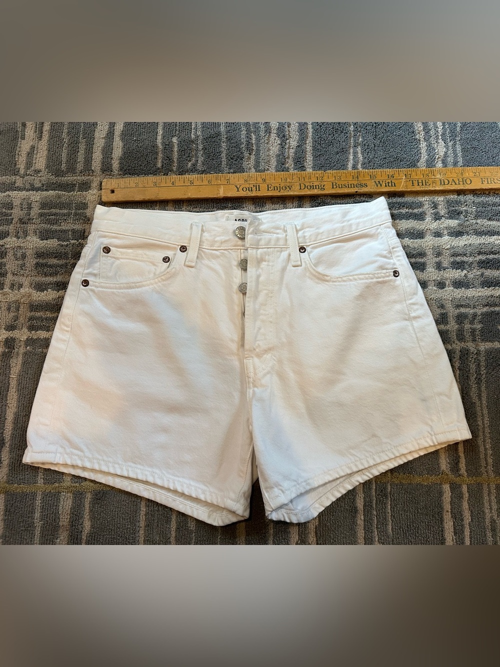 White Women's High-Rise Button-Fly Denim Shorts by Agolde Los Angeles